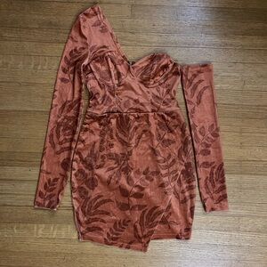 Elegant Rust One-Shoulder Dress